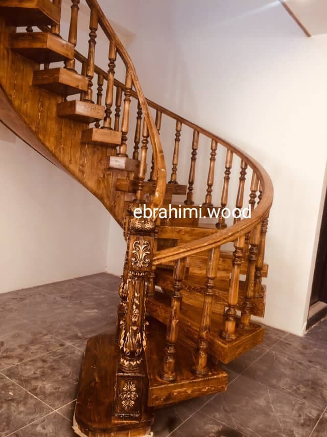 طراحی و اجرای پله و نرده چوبی ابراهیمی وود در کرمان