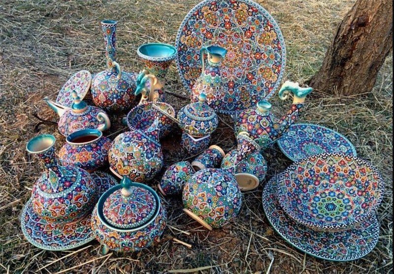 ظروف سفالی و میناکاری و حصیر بافی خیری در نکا مازندران