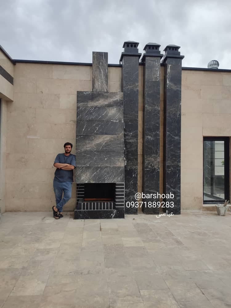 اجرای باربیکیو شومینه آبنما آتشدان بارشوآب در نجف آباد اصفهان