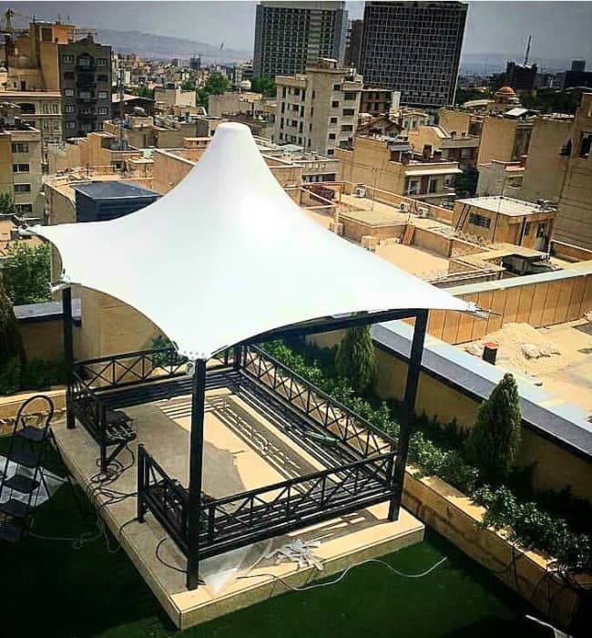 ساخت و فروش سایبان بازویی پارکینگ سایه سازان جم در بوشهر