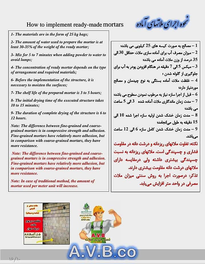 شرکت بازرگانی خرید و فروش عایق و ملات آماده AVB پردیس کار در شیراز