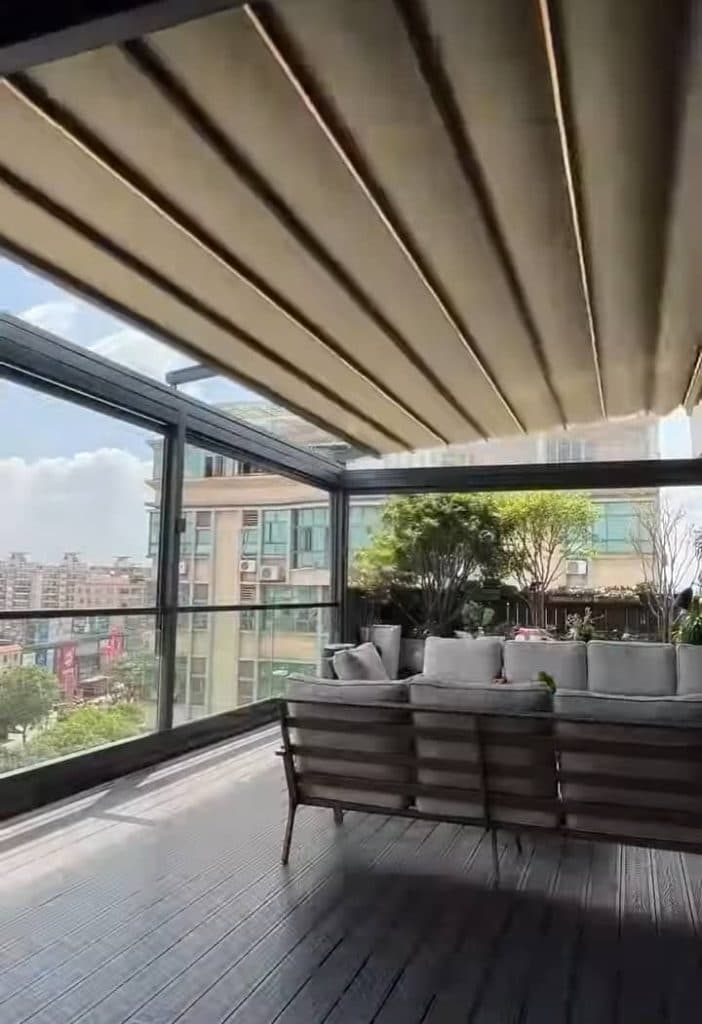 تولید و اجرای سایه بان برقی و سقف متحرک مهاب در قیطریه تهران