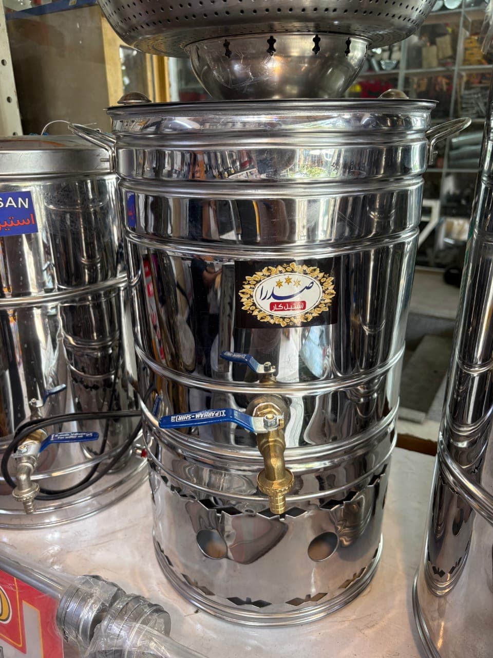 تولید و فروش سماور هیئتی بزرگ برقی صدرا استیل کار در مشهد