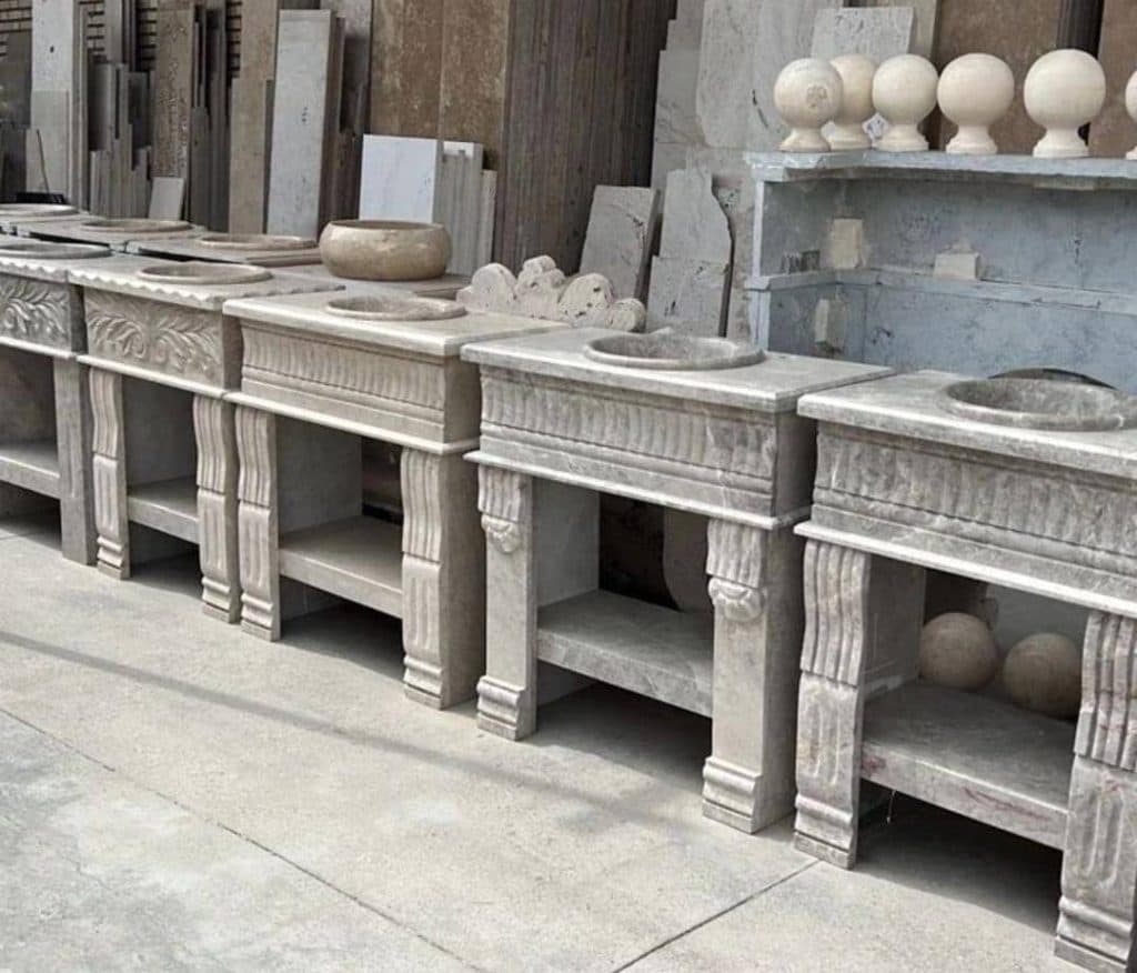 تولید و فروش و پخش روشویی سنگی و قلوه سنگ رودخانه ای تشکری در مشهد