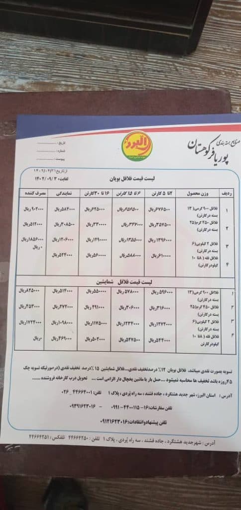 فلافل نیمه آماده بویان در شهر جدید هشتگرد