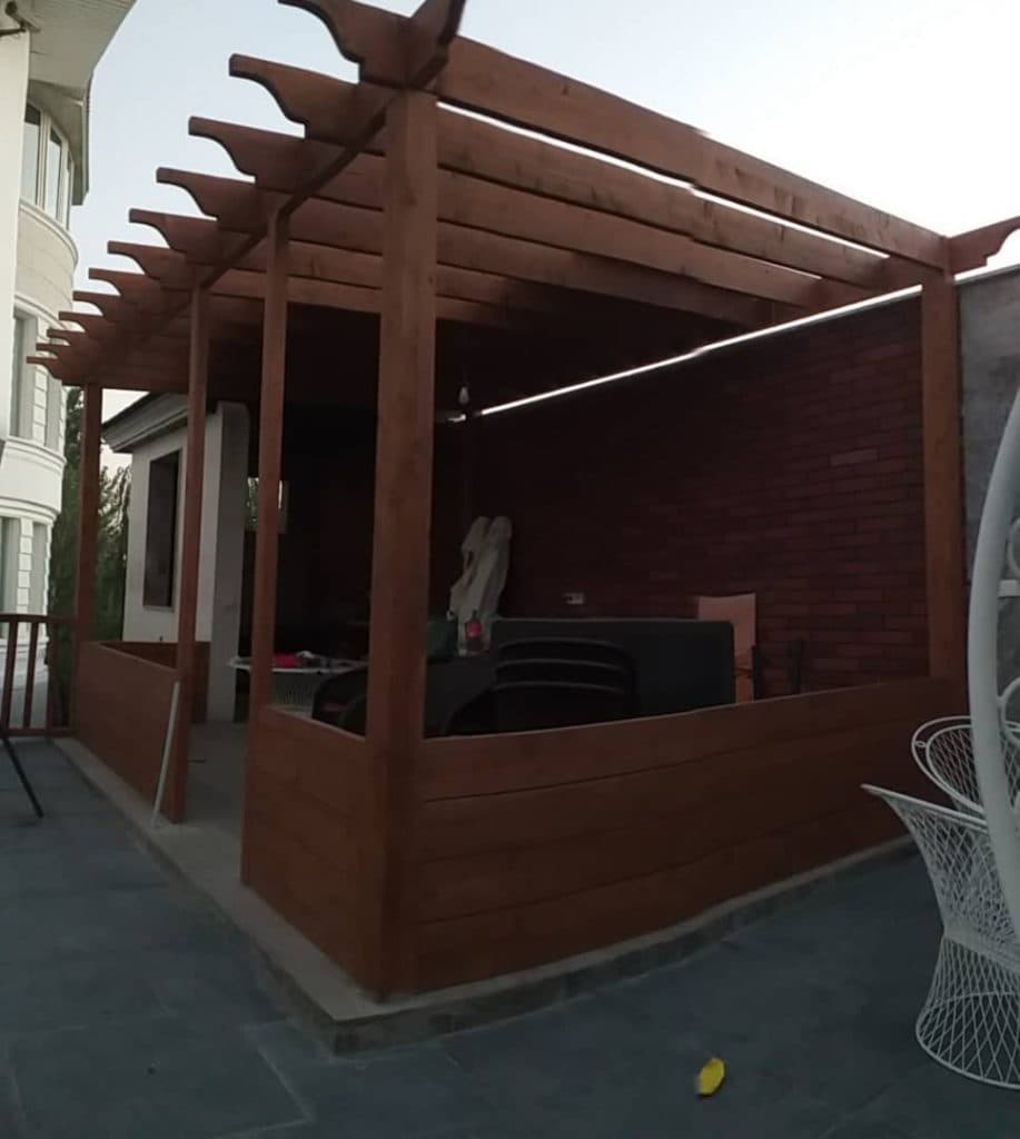 طراحی و اجرای خانه ویلا و آلاچیق چوبی و سوئیسی آقازاده در تهران