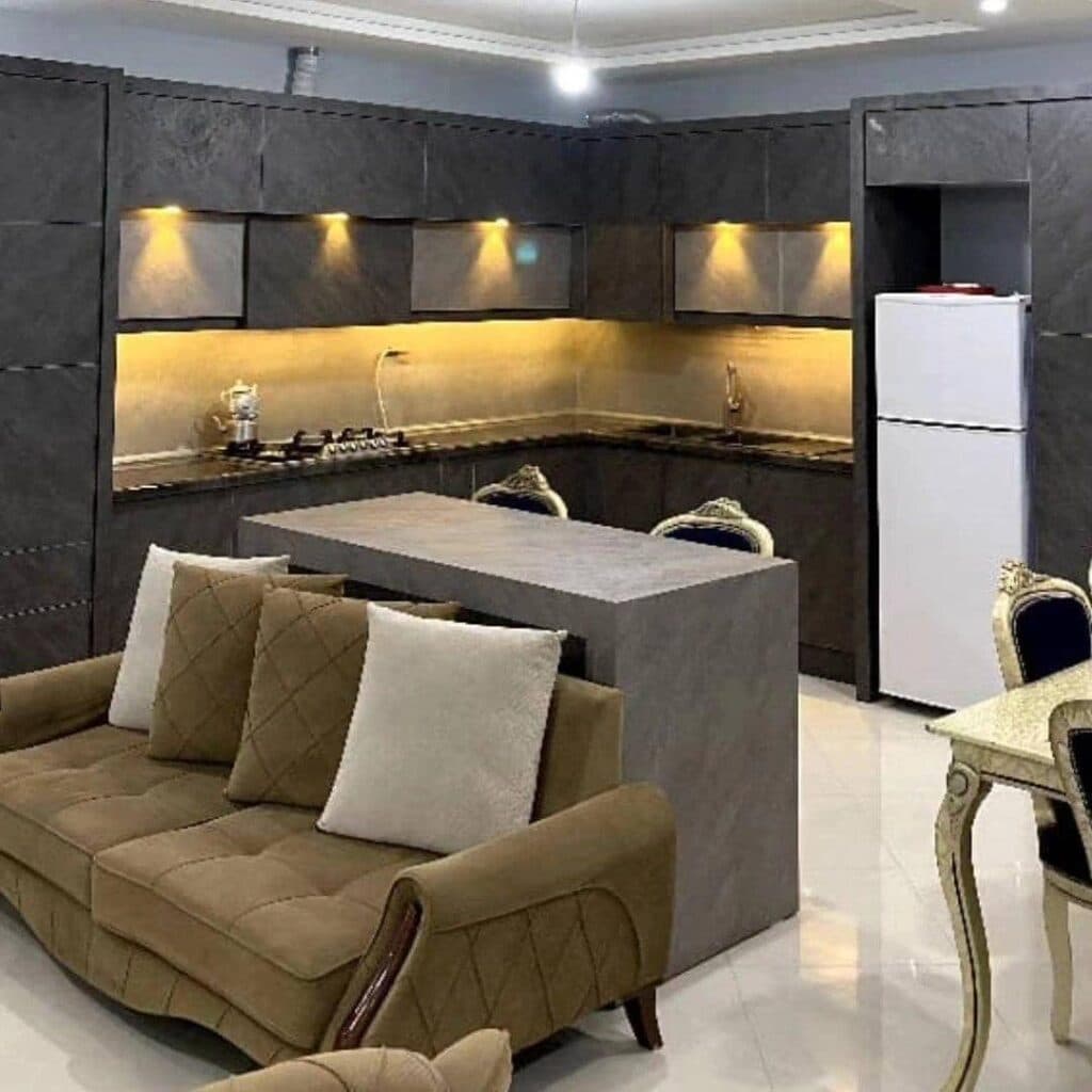 بازسازی طراحی و اجرا دکوراسیون داخلی و کابینت آریاچوب ناصری در بندرعباس