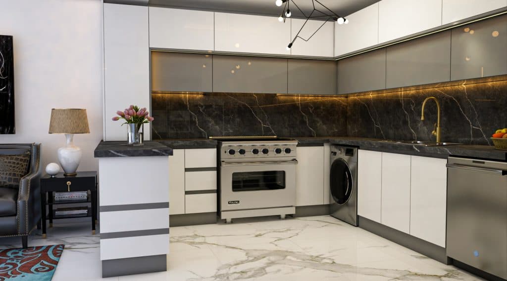 طراحی سه بعدی کابینت و دکوراسیون داخلی دکو رابو در یزد