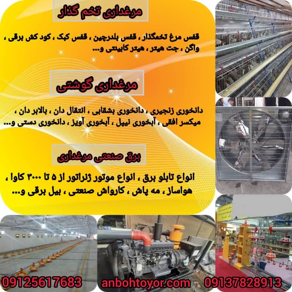 تولید و فروش تجهیزات مرغداری انبوه طیور در آبگرم