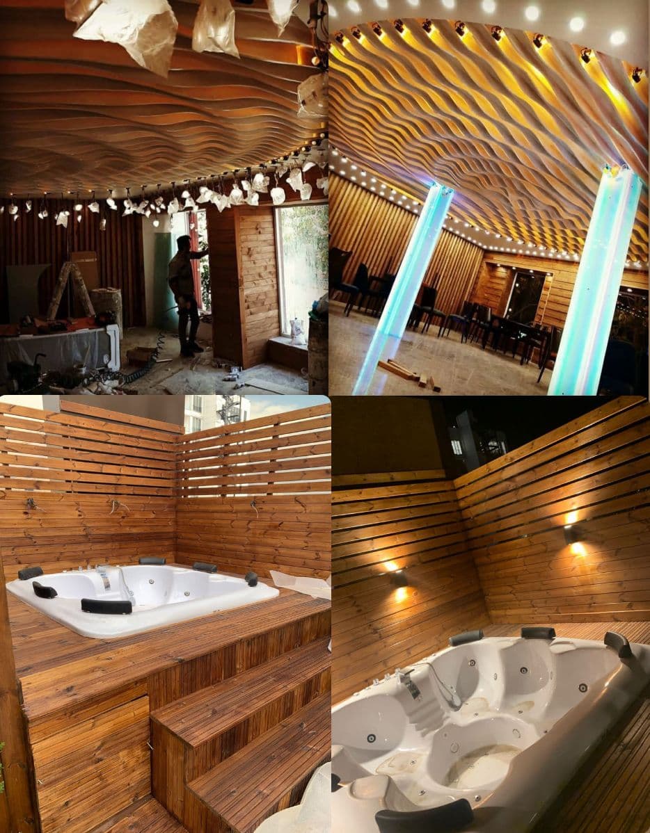 تهیه و اجرای چوب ترموود و روفگاردن آفیس نمای امید در تهران