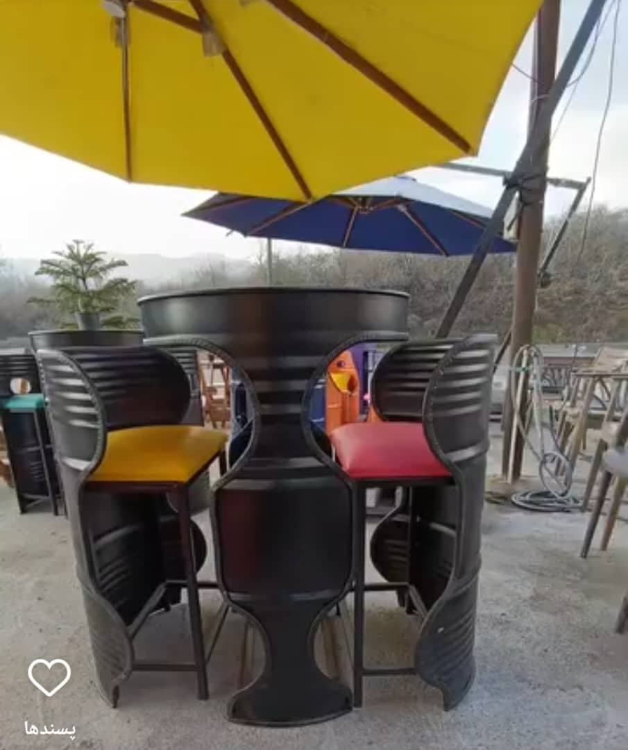 ساخت صندلی بشکه ای فلزی دکور اهورا در امام زاده هاشم رشت