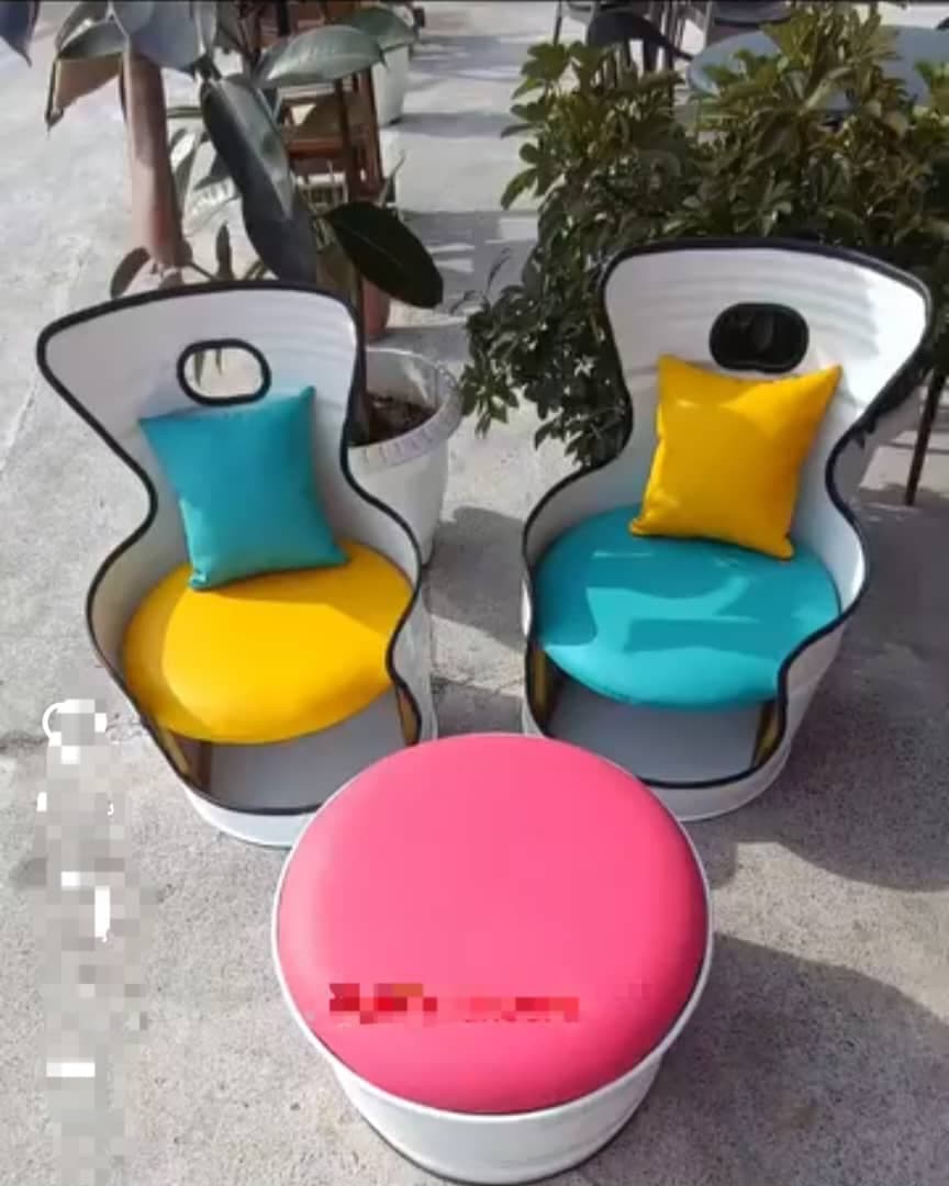 ساخت صندلی بشکه ای فلزی دکور اهورا در امام زاده هاشم رشت