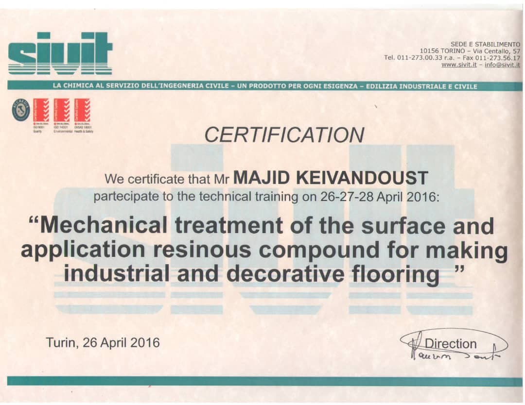 واردات و تولید و اجرا کفسازی اپوکسی سیویت در اصفهان