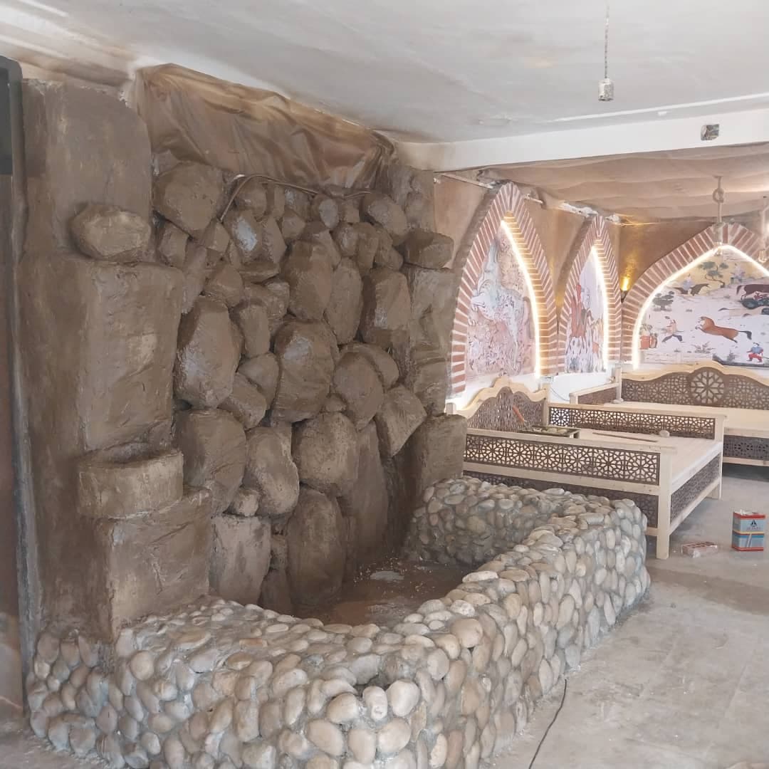 اجرای محوطه سازی شومینه و کاهگل صنعتی مطهری در یاسوج