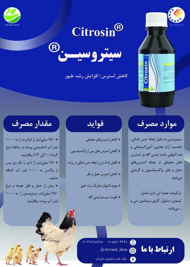 تولید مکمل های طبیعی دام و طیور شرکت پردیس دارو آروند در مشهد