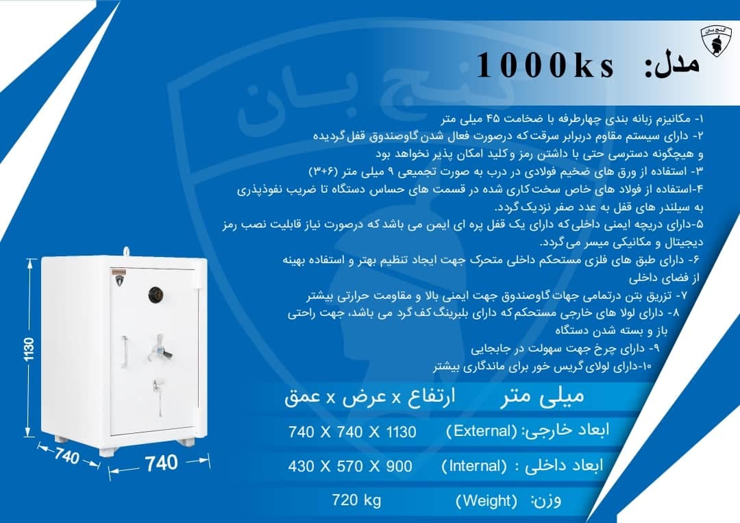 نمایندگی فروش گاو صندوق های گنج بان کیانی در اصفهان