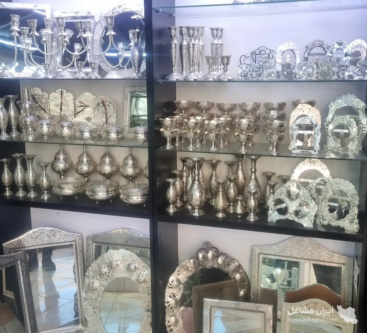فروش و آبکاری ظروف آینه شمعدان طرح نقره لایت بمدیریت بالازاده در تبریز