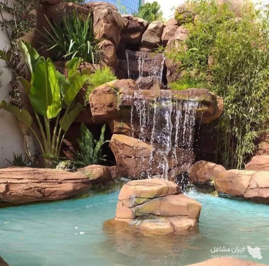 طراحی اجرای آبنما کلاسیک صخره ای مجموعه باغی کاریزما اللهیاری در سبزوار
