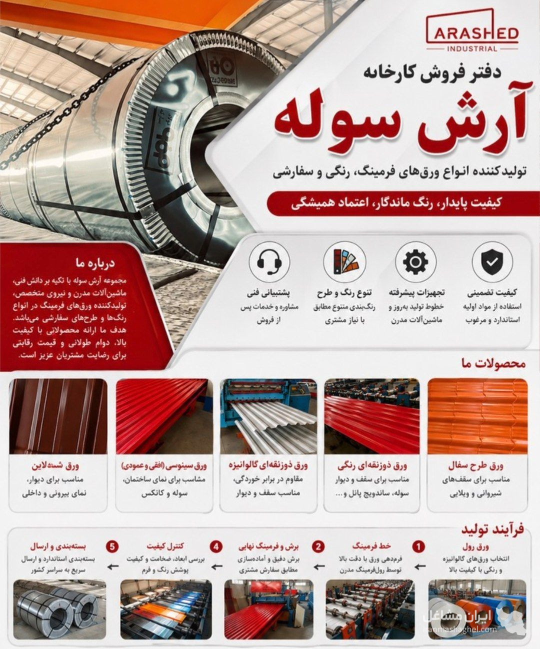 کارخانه سوله و ورق شیروانی آرش سوله در اردبیل